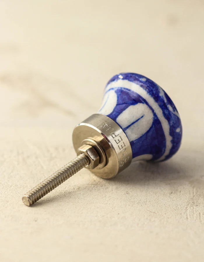 Well Designed Handmade White And Blue Ceramic Drawer Knob - Image 3
