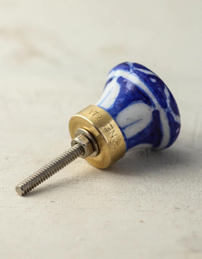 Well Designed Handmade White And Blue Ceramic Drawer Knob - Image 4
