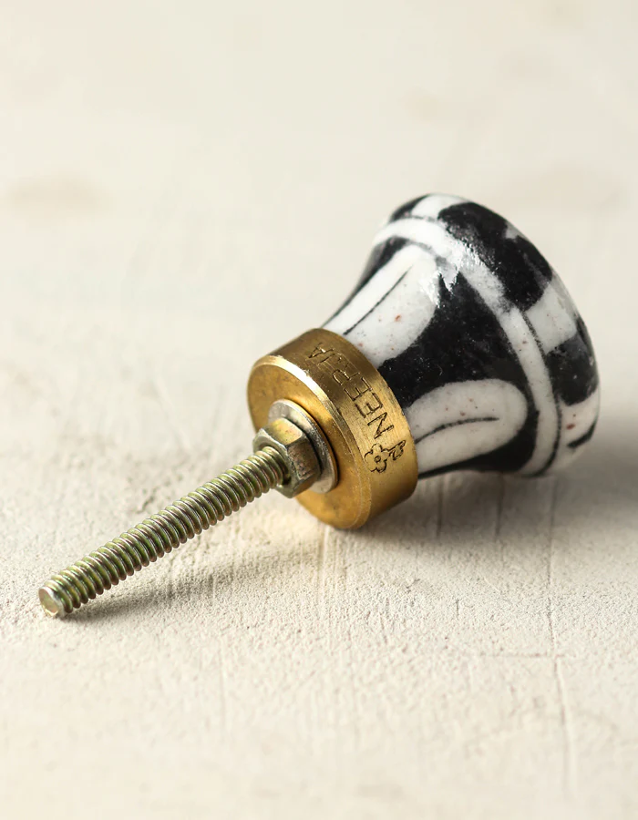 White And Black Checkerboard Ceramic Blue Pottery Drawer Knob - Image 4