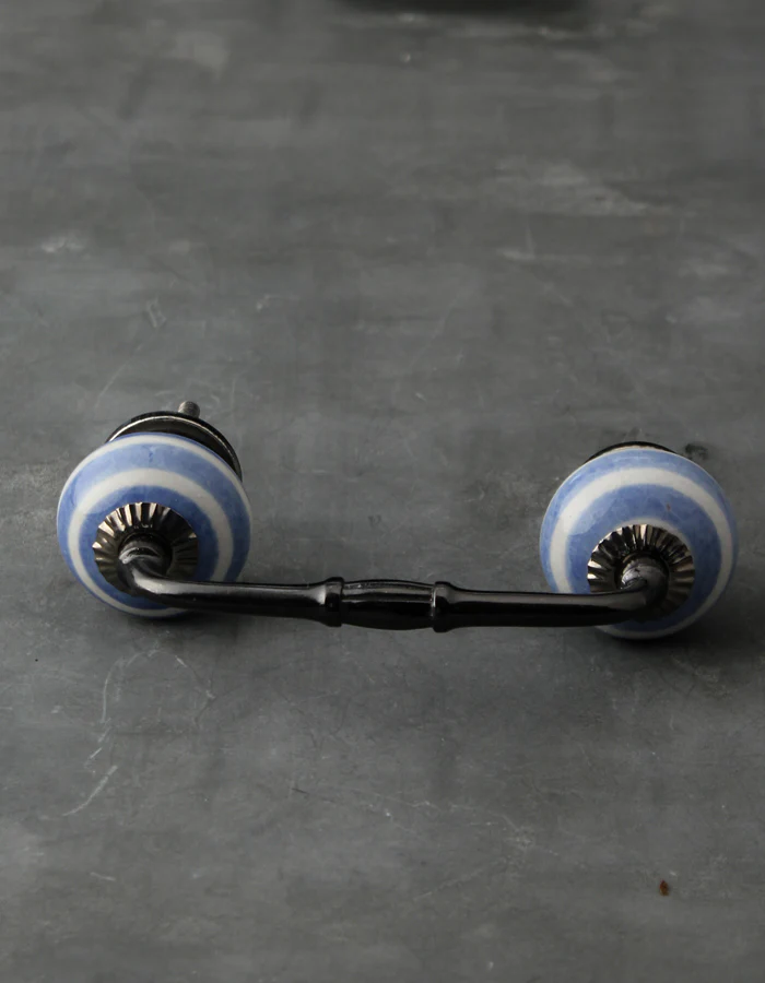 White And Light Purple Spiral Hand Painted Drawer Cabinet Pull - Image 3