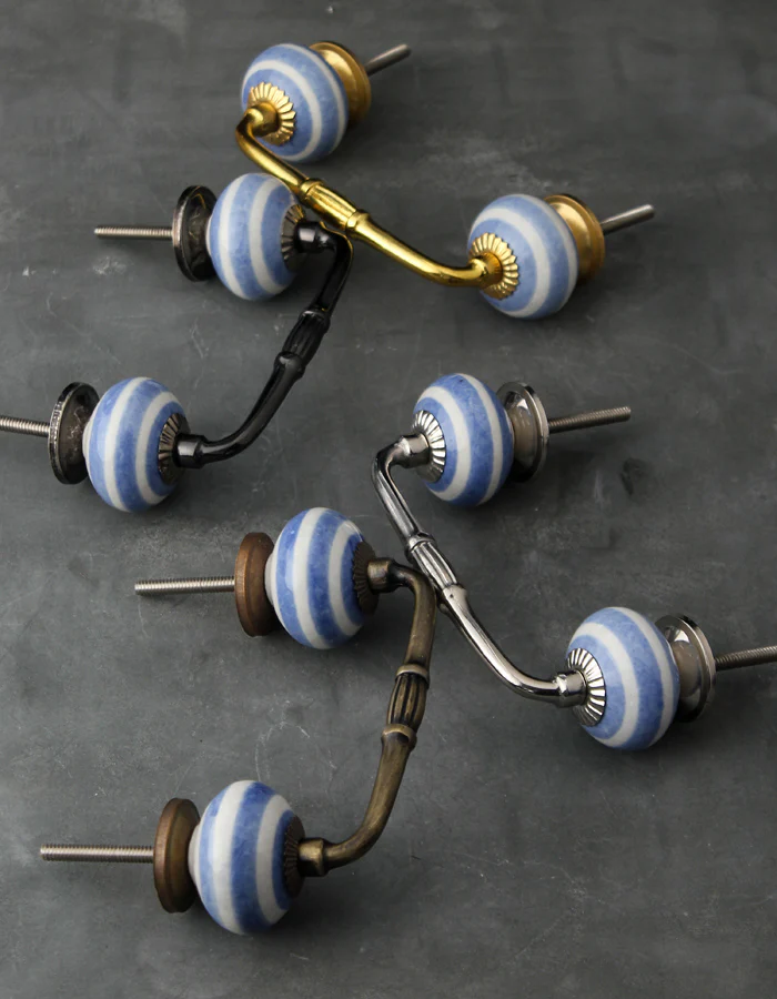 White And Light Purple Spiral Hand Painted Drawer Cabinet Pull - Image 6