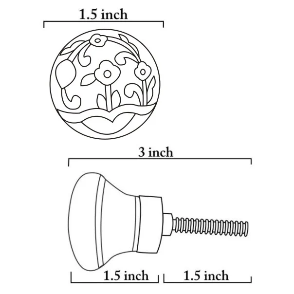 White Ceramic Blue Pottery Door Knob With Pink And Blue Floral Print - Image 5