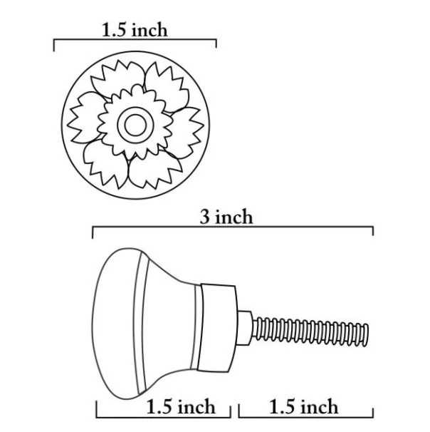 White Ceramic Blue Pottery Drawer Knob With Green Flower - Image 5