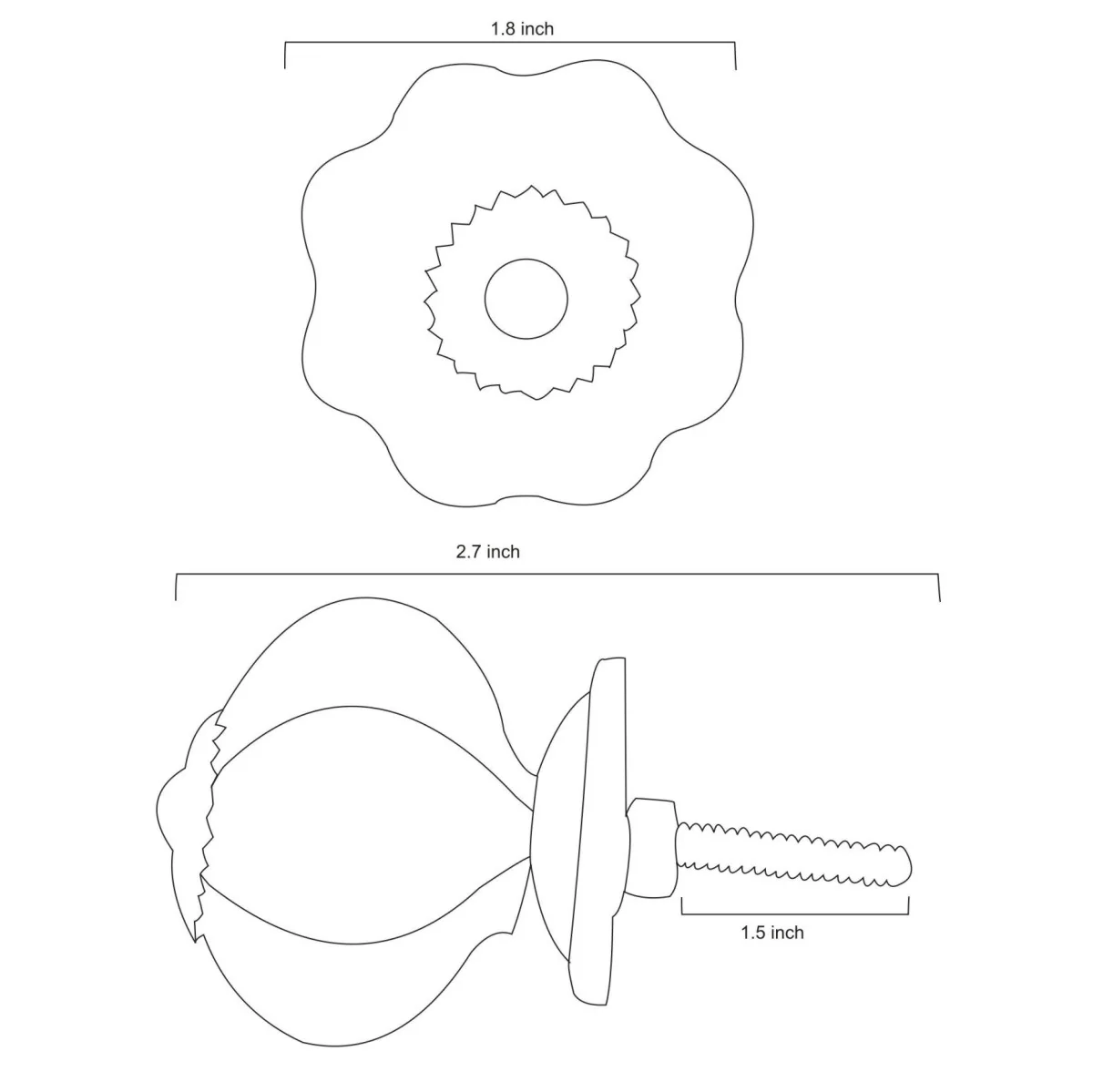 White Ceramic Knob With Floral Design - Image 6