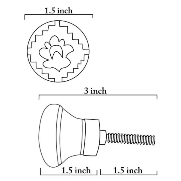 Yellow Base With Brown And Green Patchwork Handmade Door Knob - Image 5