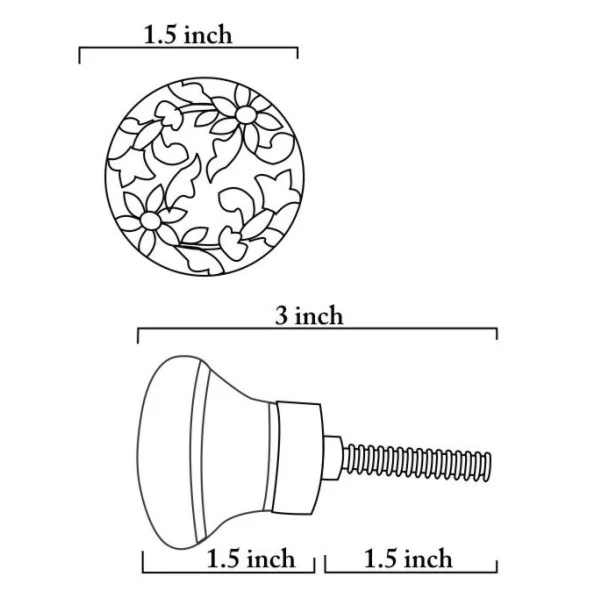 Yellow Ceramic Blue Pottery Kitchen Cabinet Knob With Multicolor Print - Image 5