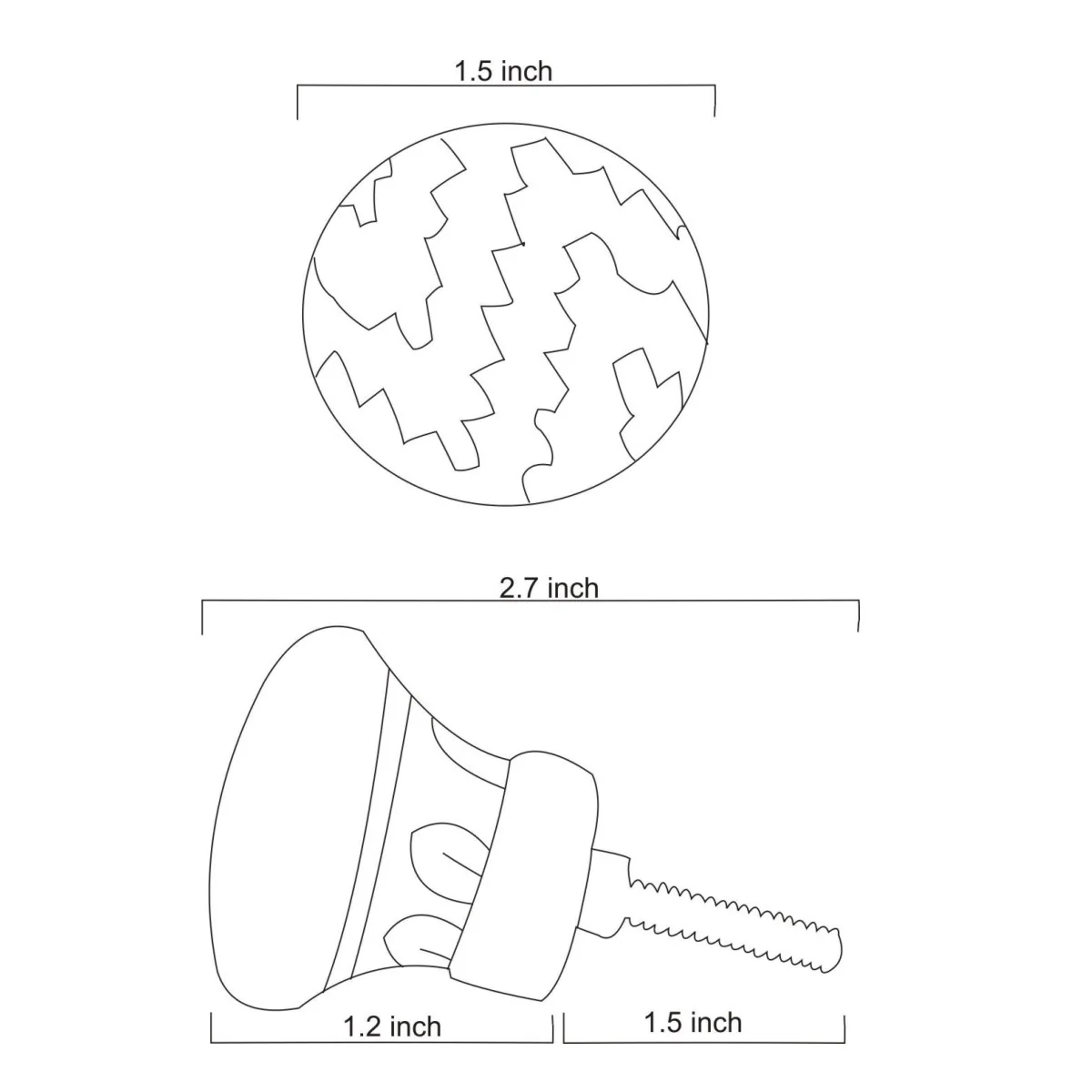 Zigzag Turquoise And White Ceramic Blue Pottery Dresser Cabinet Knob - Image 5