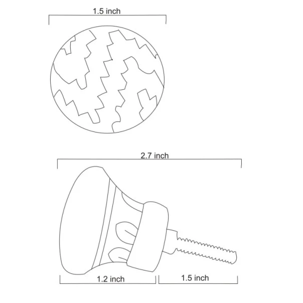 Zigzag Yellow And Blue Ceramic Blue Pottery Drawer Knob - Image 5